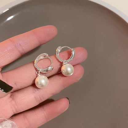 1 Pair IG Style Minimalist U Shape Geometric Flower Inlay Imitation Pearl Artificial Pearls Rhinestones Drop Earrings Ear Studs