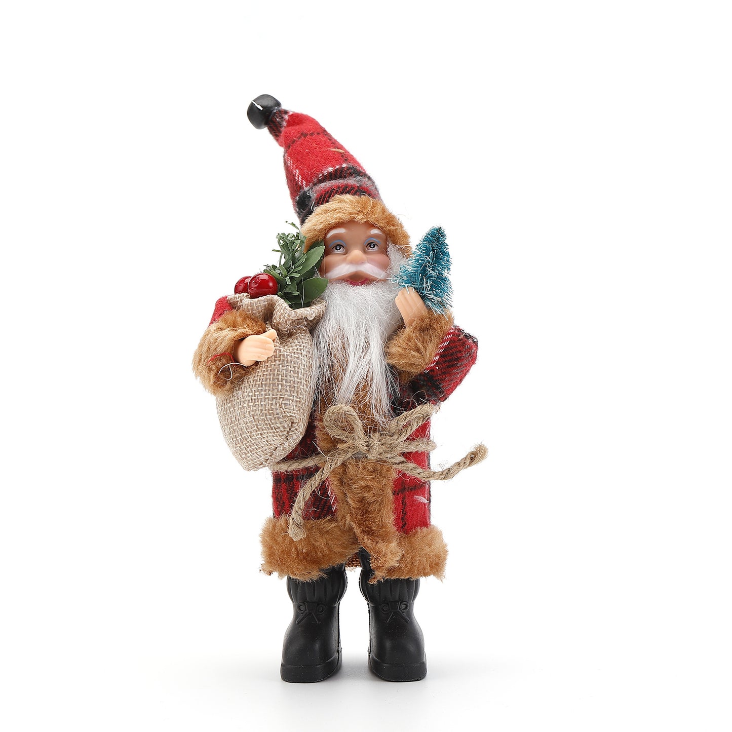 Cartoon Fabric Plush Standing Santa Claus Doll Christmas Decoration Desktop Ornament