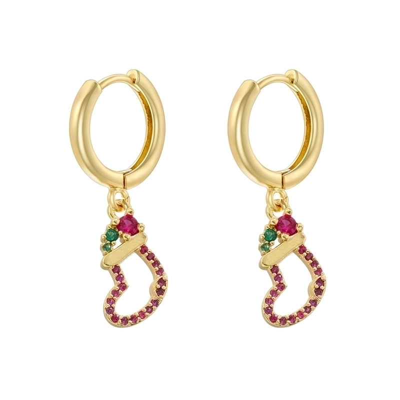 1 Pair Christmas Elegant Romantic Christmas Hat Christmas Tree Santa Claus Inlay Copper Zircon 18K Gold Plated Drop Earrings