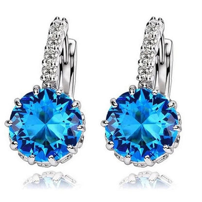 1 Pair Lady Solid Color Inlay Copper Rhinestones Hoop Earrings