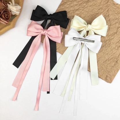 Sweet Girl Bow Ribbon Hairpin Japanese And Korean Style Simple High Sense Back Head Hairpin Internet Celebrity Hair Accessories