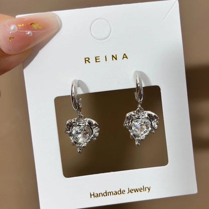 1 Pair Fashion Leaf Flower Bow Knot Imitation Pearl Alloy Rhinestones Earrings