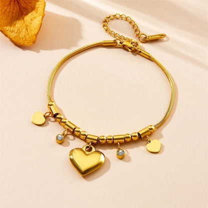 Minimalist Classic Style Heart Shape 304 Stainless Steel Stainless Steel Bracelets In Bulk