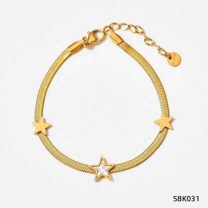 3 Pieces 304 Stainless Steel Titanium Steel White Gold Plated Gold Plated Classic Style Plating Star Bracelets Necklace
