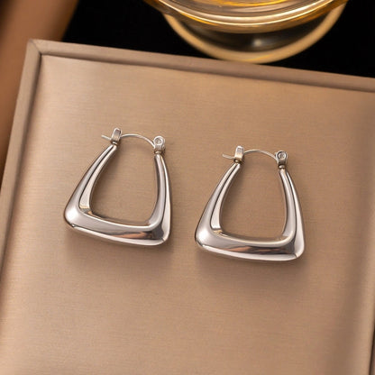 1 Pair Casual Minimalist Geometric Inlay Titanium Steel Pearl Zircon Ear Cuffs Earrings Ear Studs