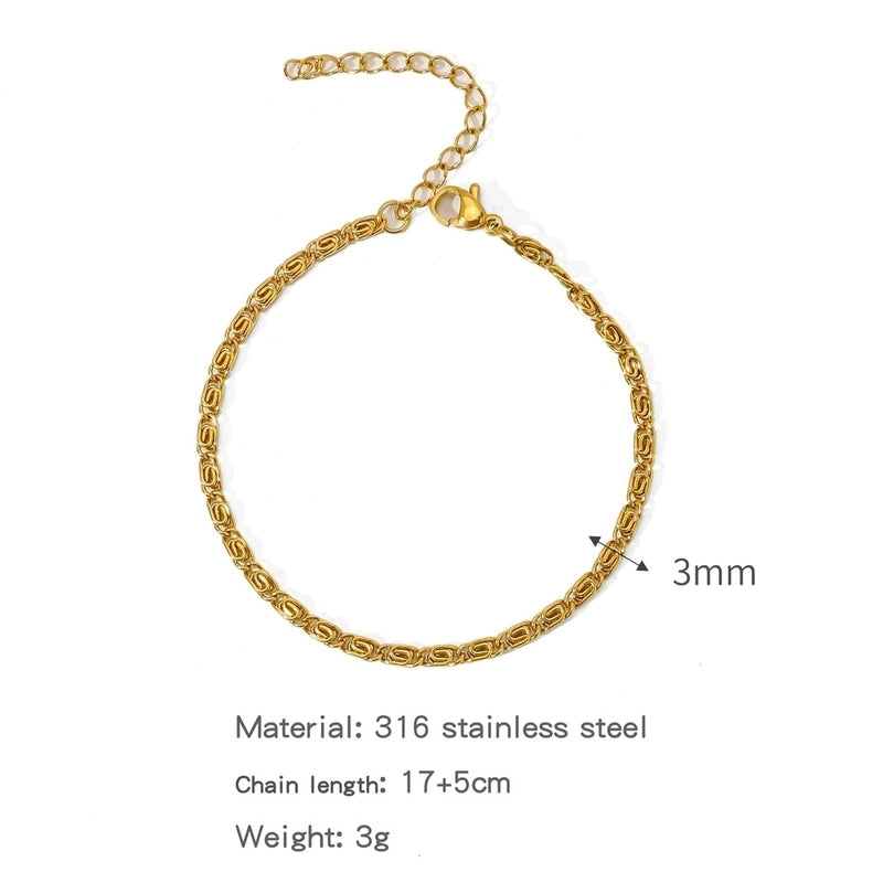 Minimalist Classic Style Geometric 304 Stainless Steel Cable Chain Snake Chain Bracelets In Bulk