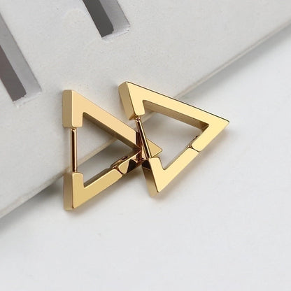 1 Pair Minimalist Triangle Hexagon Plating 304 Stainless Steel 18K Gold Plated Stainless Steel Earrings