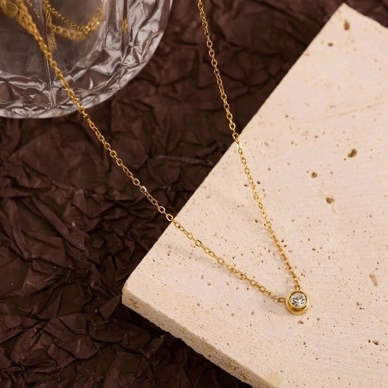 Titanium Steel Copper Leaf Heart Shape Pendant Necklace