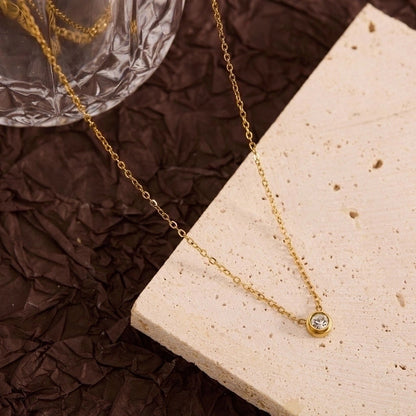 Titanium Steel Copper Leaf Heart Shape Pendant Necklace