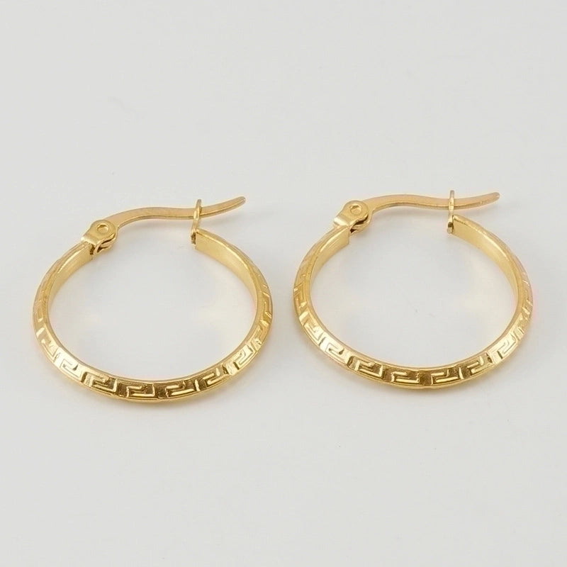 Minimalist Round Stainless Steel Hoop Earrings Gold Plated Stainless Steel Earrings