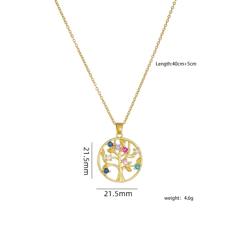 304 Stainless Steel Copper Heart Shape Life Tree Pendant Necklace