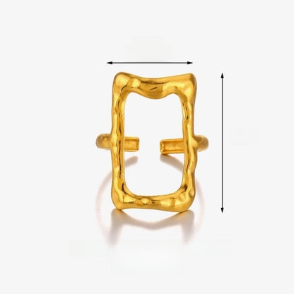 Vintage Style Rectangle 304 Stainless Steel 18K Gold Plated Plating Open Rings