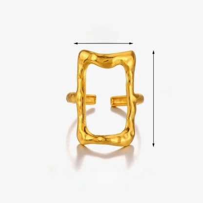 Vintage Style Rectangle 304 Stainless Steel 18K Gold Plated Plating Open Rings