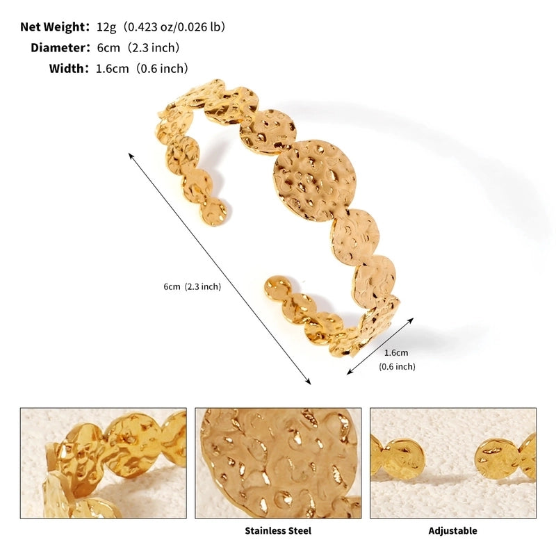 Modern Style Geometric Plant 304 Stainless Steel 18K Gold Plated Bangle In Bulk