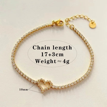 Casual Elegant Heart Shape 304 Stainless Steel 16K Gold Plated White Gold Plated Bracelets Bangle In Bulk