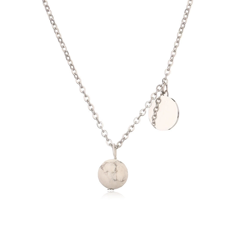 Punk Minimalist Round Natural Stone Pendant Necklace In Bulk