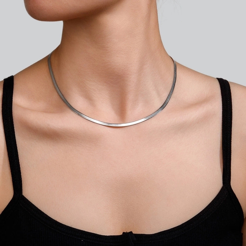 Double-Layer Choker Titanium Steel Necklace Three-Layer Blade Chain Snake Bones Chain Stainless Steel Jewelry Summer Non-Fading Female