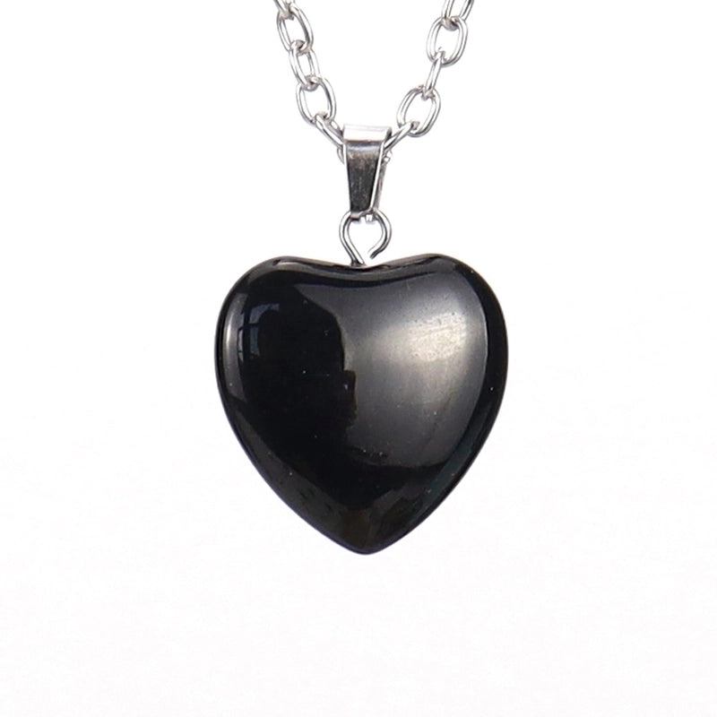 Minimalist Heart Shape Natural Stone Ferroalloy Knitting Pendant Necklace