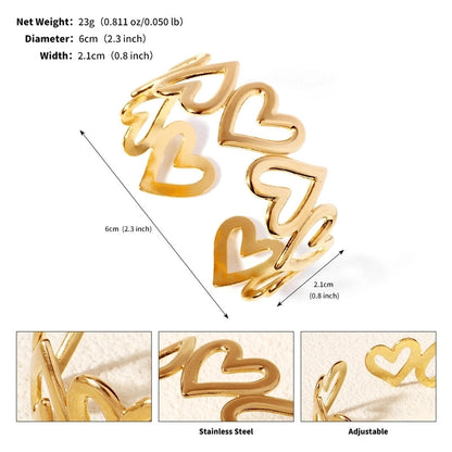 Modern Style Geometric Plant 304 Stainless Steel 18K Gold Plated Bangle In Bulk