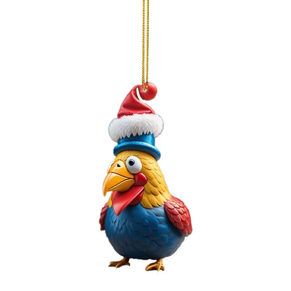 Christmas Creative Animal Chicken Rooster Series Pendant Christmas Tree Pendant Acrylic Hang Decorations