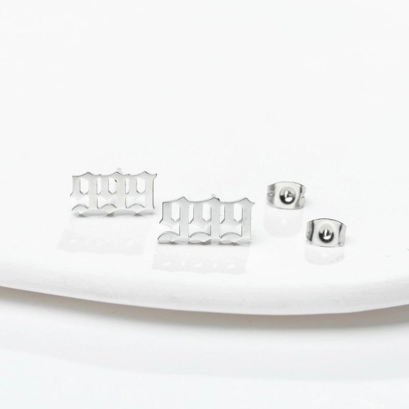 1 Pair Minimalist Number Plating Hollow Out 304 Stainless Steel 18K Gold Plated Ear Studs