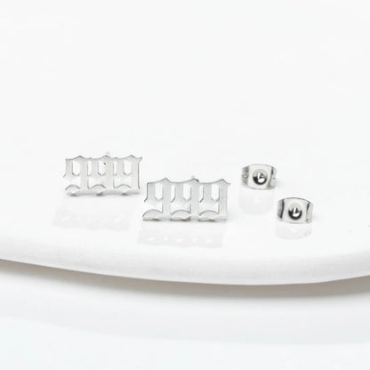 1 Pair Minimalist Number Plating Hollow Out 304 Stainless Steel 18K Gold Plated Ear Studs