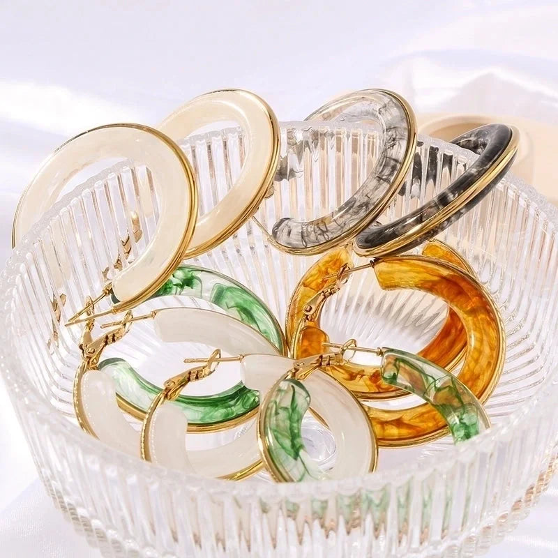1 Pair Elegant Minimalist Classic Style Circle Multicolor Simple Plating 304 Stainless Steel 18K Gold Plated Earrings