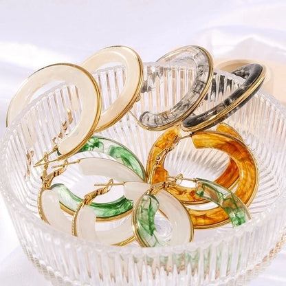 1 Pair Elegant Minimalist Classic Style Circle Multicolor Simple Plating 304 Stainless Steel 18K Gold Plated Earrings