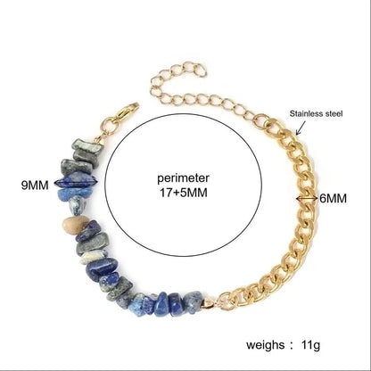 Vacation Color Block 304 Stainless Steel Natural Stone 18K Gold Plated Bracelets In Bulk