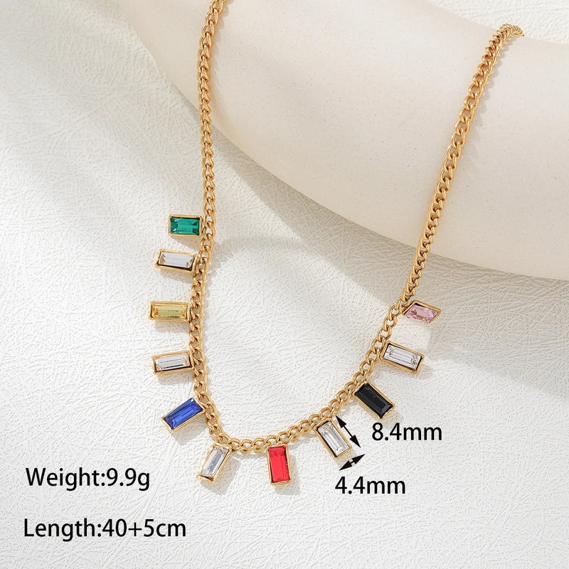 Retro Vacation Classic Style Geometric 304 Stainless Steel 18K Gold Plated Pendant Necklace Multi Charms Necklace