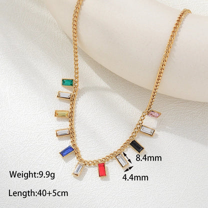 Retro Vacation Classic Style Geometric 304 Stainless Steel 18K Gold Plated Pendant Necklace Multi Charms Necklace