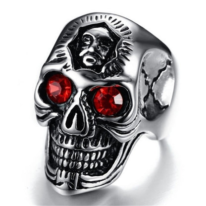 Halloween New Skull Ring Vintage Crack Ghost Ring Rock Set Ruby Men's Ring