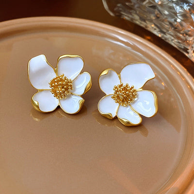2 Pieces Mid-century Modern Round Geometric Copper Electroplating Earrings