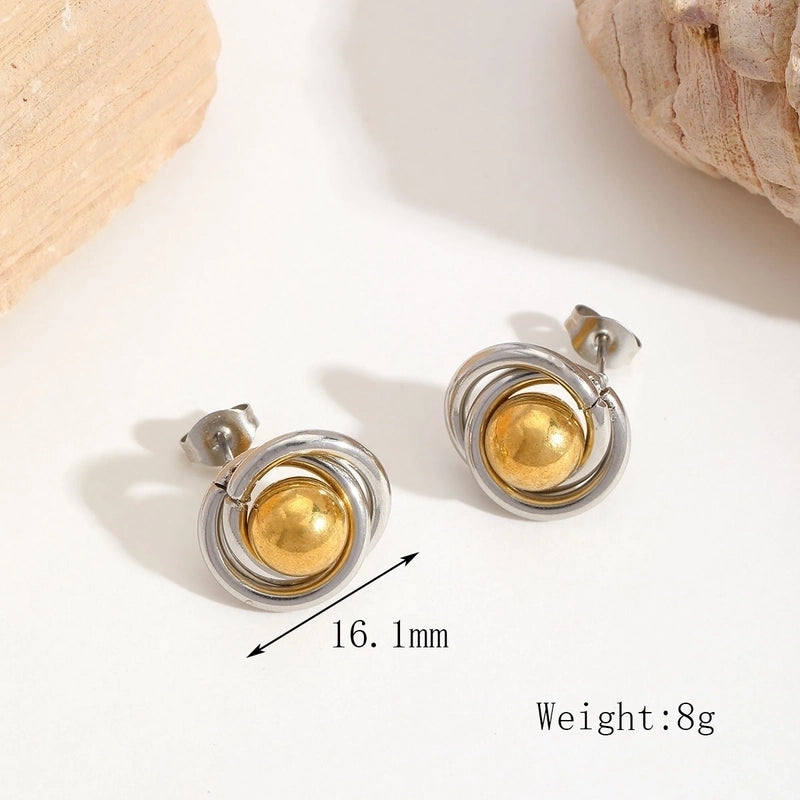 1 Pair Casual Basic Minimalist Irregular Round Heart Shape Mixed Metal 304 Stainless Steel 18K Gold Plated Ear Studs