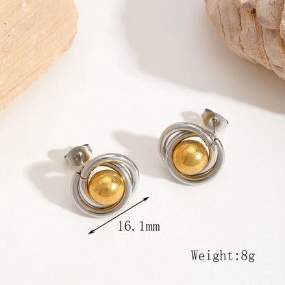 1 Pair Casual Basic Minimalist Irregular Round Heart Shape Mixed Metal 304 Stainless Steel 18K Gold Plated Ear Studs