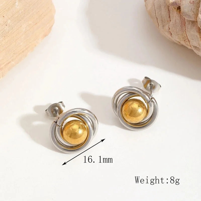 1 Pair Casual Basic Minimalist Irregular Round Heart Shape Mixed Metal 304 Stainless Steel 18K Gold Plated Ear Studs