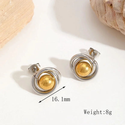 1 Pair Casual Basic Minimalist Irregular Round Heart Shape Mixed Metal 304 Stainless Steel 18K Gold Plated Ear Studs
