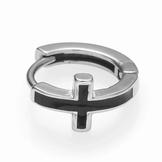 1 Piece Halloween Gothic Minimalist Cross Rose Skull Asymmetrical Polishing 316 Stainless Steel Earrings