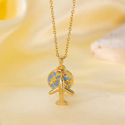 Titanium Steel Copper Plating Heart Shape Flower Bow Knot Pendant Necklace