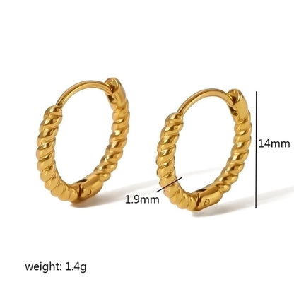 1 Pair Casual Minimalist Streetwear Twist Plating Inlay 304 Stainless Steel Zircon Earrings