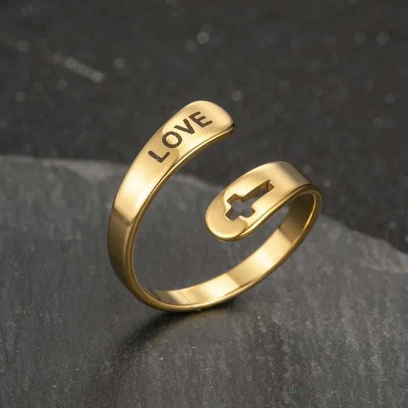 Retro Number 201 Stainless Steel No Inlaid 18K Gold Plated Plating Open Ring