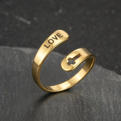 Retro Number 201 Stainless Steel No Inlaid 18K Gold Plated Plating Open Ring
