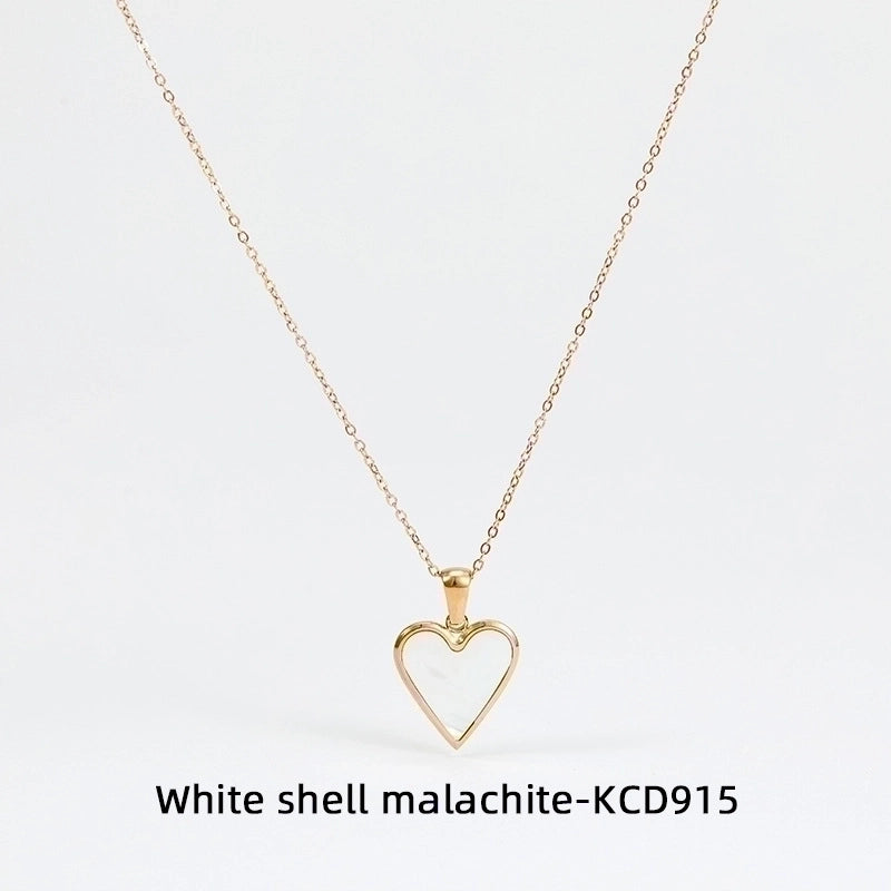 3 Pieces Fashion Heart Shape 304 Stainless Steel Shell 16K Gold Plated White Gold Plated Gold Plated Inlay Earrings Necklace