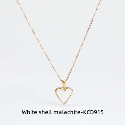 3 Pieces Fashion Heart Shape 304 Stainless Steel Shell 16K Gold Plated White Gold Plated Gold Plated Inlay Earrings Necklace