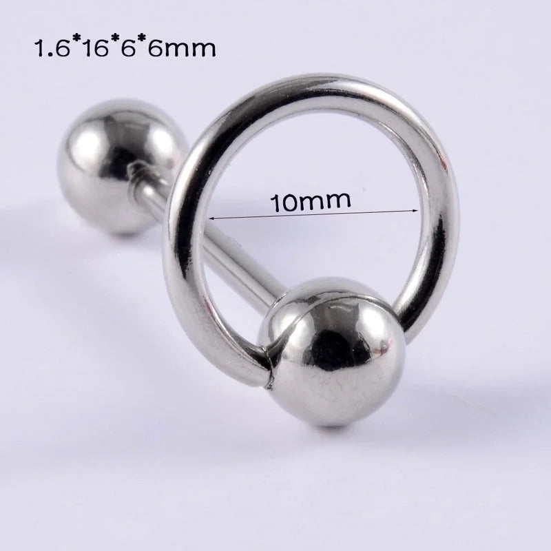 1 Piece Tongue Rings Minimalist Geometric 304 Stainless Steel Plating 18K Gold Plated