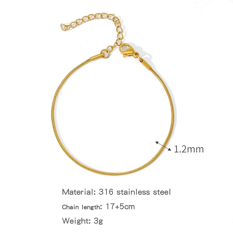 Minimalist Classic Style Geometric 304 Stainless Steel Cable Chain Snake Chain Bracelets In Bulk