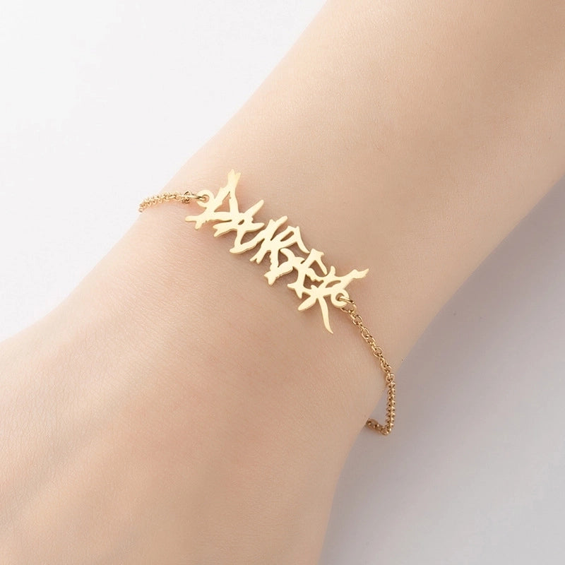 Cute Lady Letter Fox Horse 201 Stainless Steel 18K Gold Plated Bracelets In Bulk