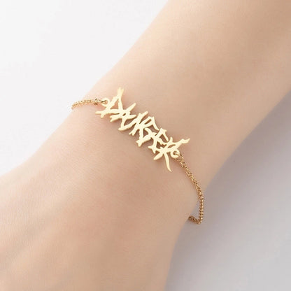 Cute Lady Letter Fox Horse 201 Stainless Steel 18K Gold Plated Bracelets In Bulk
