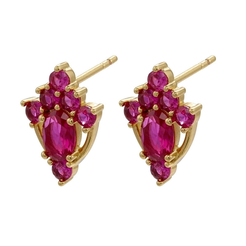 Cute Geometric Moon Flower Copper Artificial Gemstones Copper Earrings