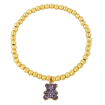 Ig Style Cute Fashion Bear Copper Beaded Plating Inlay Zircon Bracelets